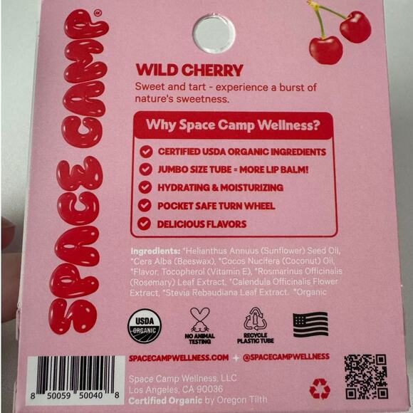 Space Camp Wellness Lip Balm .25oz - Wild Cherry or Sweet Vanilla - Picture 5 of 9